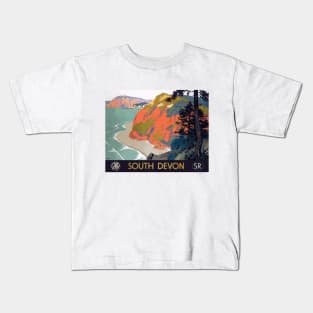 Vintage British Rail Travel Poster: The South Devon Coast Kids T-Shirt